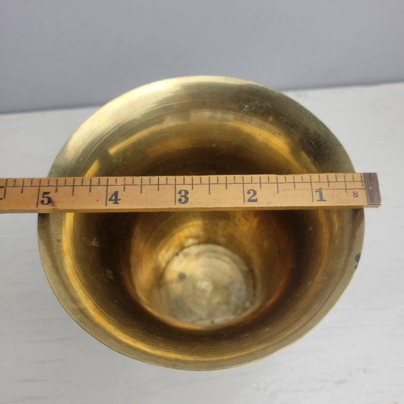 Etched Solid Brass Vintage Vase with Engraved Floral Designs 5.25" - Picture 7 of 15